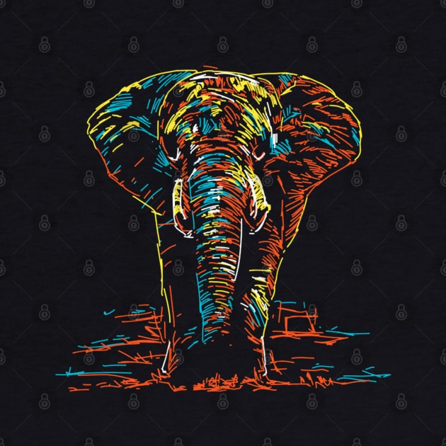 Abstract colourful elephant by Rakos_merch